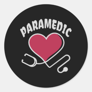 Paramedic Stethoscope with heart Classic Round Sticker