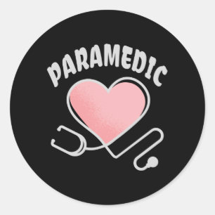 Paramedic Stethoscope with heart Classic Round Sticker