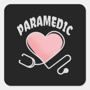 Paramedic Stethoscope with heart Square Sticker