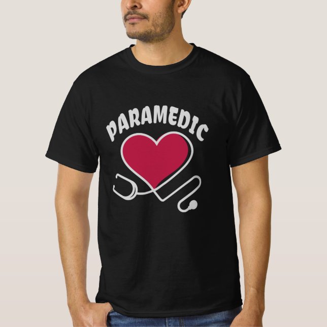 Paramedic Stethoscope with heart T-Shirt (Front)