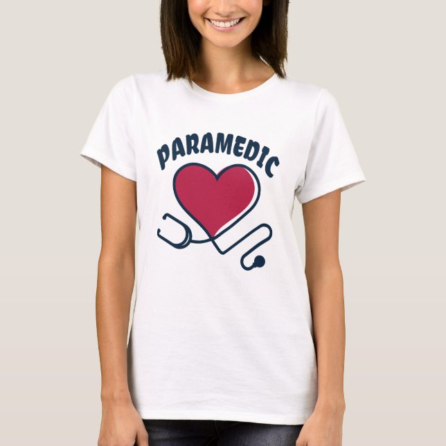 Paramedic Stethoscope with heart T-Shirt (Front)