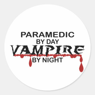 Paramedic Vampire by Night Classic Round Sticker