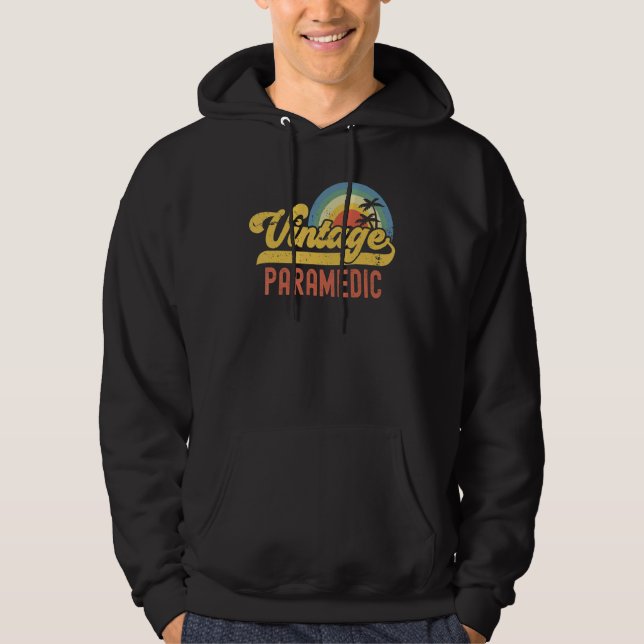 Paramedic Vintage Sunset Profession Retro Job Titl Hoodie (Front)