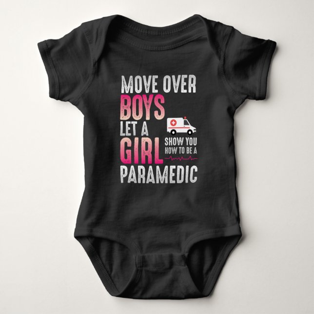 Paramedical worker rescue emergency girl baby bodysuit (Front)