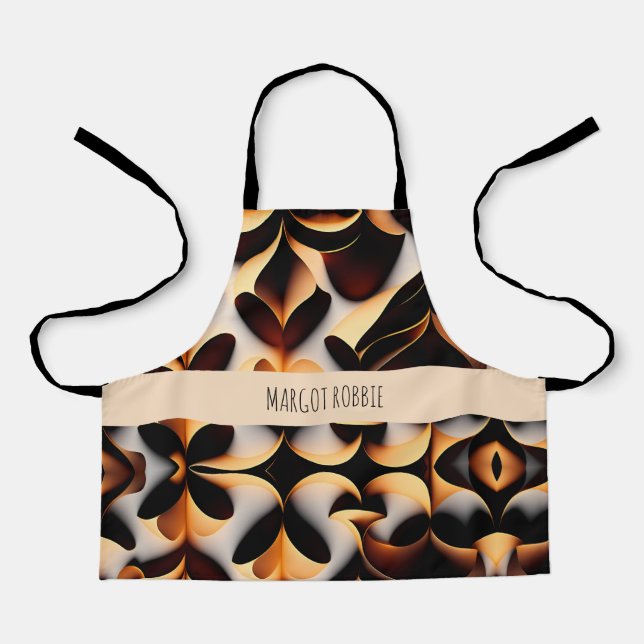 Parametric 3D Flowers Gold Modern Mosaic Pattern Apron (Front)