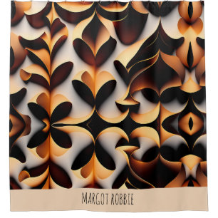 Parametric 3D Flowers Gold Modern Mosaic Pattern Shower Curtain