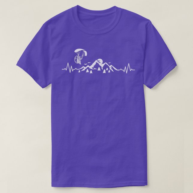 Paramotor Mountains Heartbeat Paraglider Paraglidi T-Shirt (Design Front)