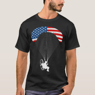 Paramotor Pilot USA American Flag Vintage Paramoto T-Shirt