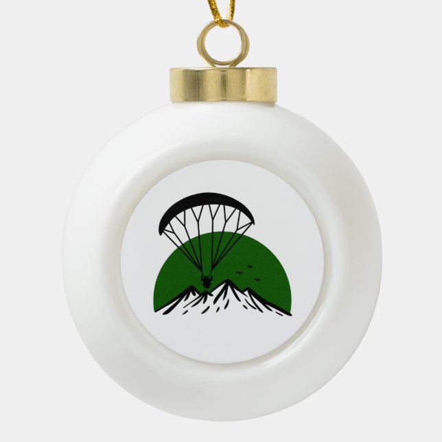 Paramotor Retro  Ceramic Ball Christmas Ornament (Front)