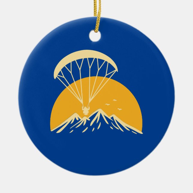 Paramotoring Retro Ceramic Ornament (Front)