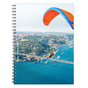 Paramotors Pilots Flying Over The Bosphorus Notebook