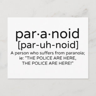 Paranoid Definition Postcard