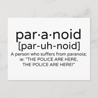 Paranoid Definition Postcard
