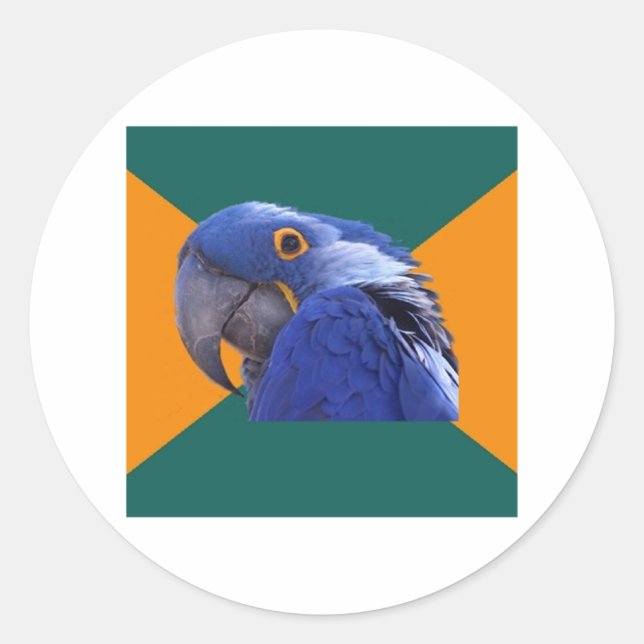 Paranoid Parrot Bird Advice Animal Meme Classic Round Sticker (Front)
