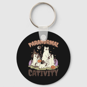 Paranormal Cativity Cute Retro Halloween Black Cat Key Ring