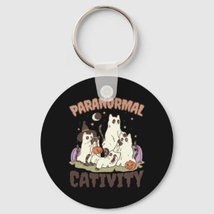 Paranormal Cativity Cute Retro Halloween Black Cat Key Ring