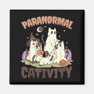 Paranormal Cativity Cute Retro Halloween Black Cat Magnet