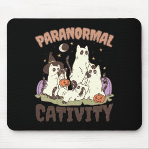 Paranormal Cativity Cute Retro Halloween Black Cat Mouse Pad
