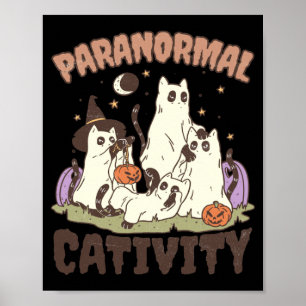 Paranormal Cativity Cute Retro Halloween Black Cat Poster