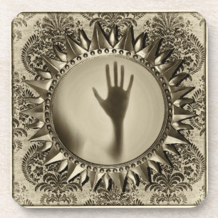 Paranormal Ghost Hand Antique Mirror Coaster