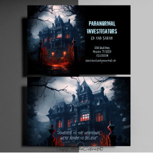 Paranormal Investigator Creepy Haunted Mansion Business Card