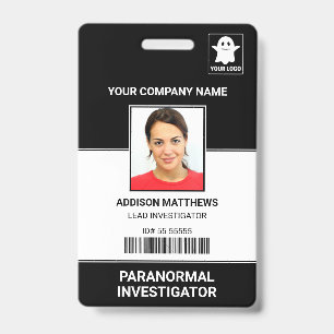 Paranormal Investigator Employee Photo ID Name Tag Badge