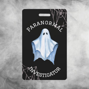 Paranormal Investigator Ghost & Cobwebs Black ID Badge