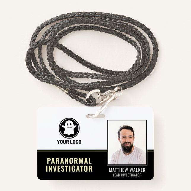 Paranormal Investigator Ghost Hunter Photo ID Badg ID Badge (Front with Lanyard)