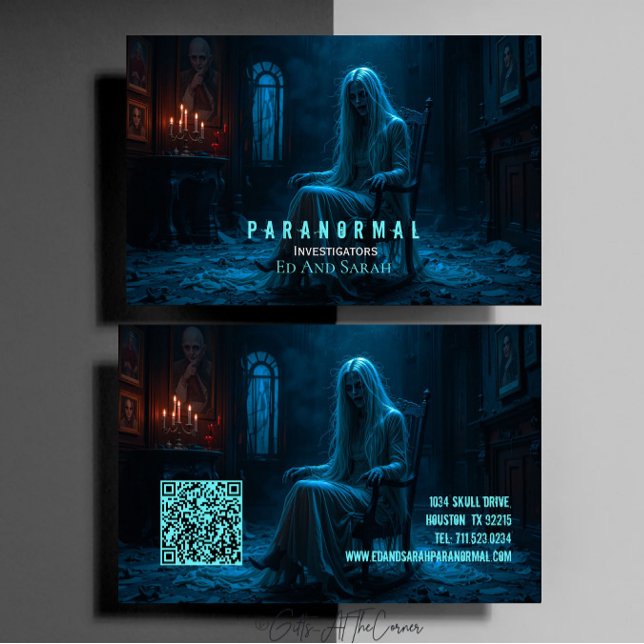 Paranormal Investigator Haunted Ghost Lady Business Card (Creator Uploaded)