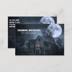 Paranormal Investigator Haunted House Fullmoon Business Card