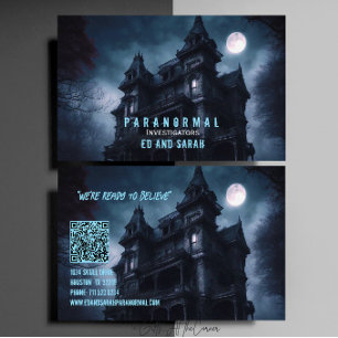 Paranormal Investigator Haunted House Moon Business Card