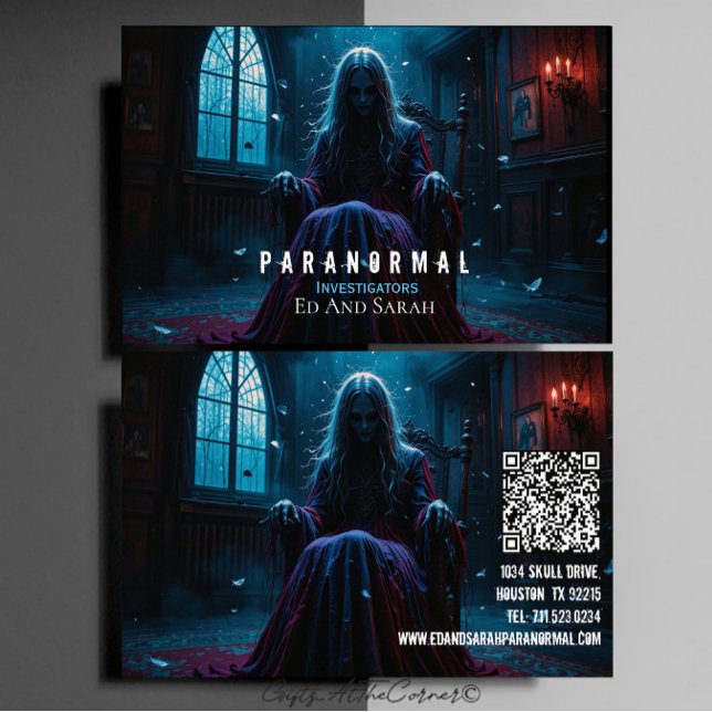 Paranormal Investigator Haunted Possessed Girl Business Card (Creator Uploaded)