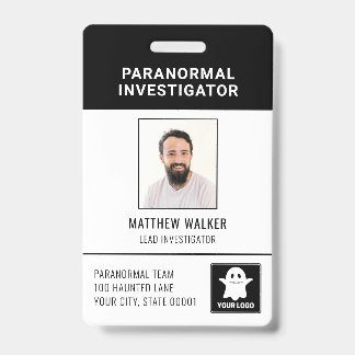 Paranormal Investigator QR Code Name Tag Photo ID Badge