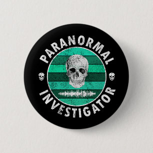 Paranormal Investigator Skull  6 Cm Round Badge