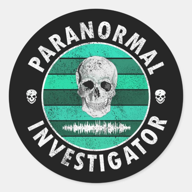 Paranormal Investigator Skull  Classic Round Sticker (Front)