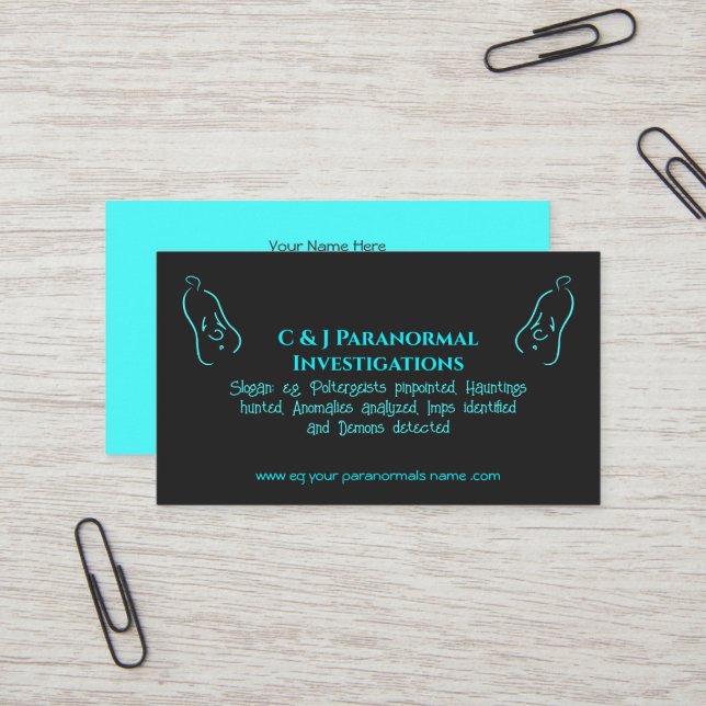 Paranormal Investigator with ghost logo Business Card (Front/Back In Situ)