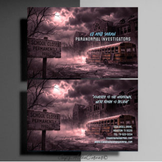 Paranormal Investigators Creepy Haunted School Bus Business Card