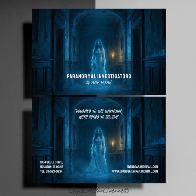 Paranormal Investigators Eerie Ghost Lady Haunted Business Card (Creator Uploaded)
