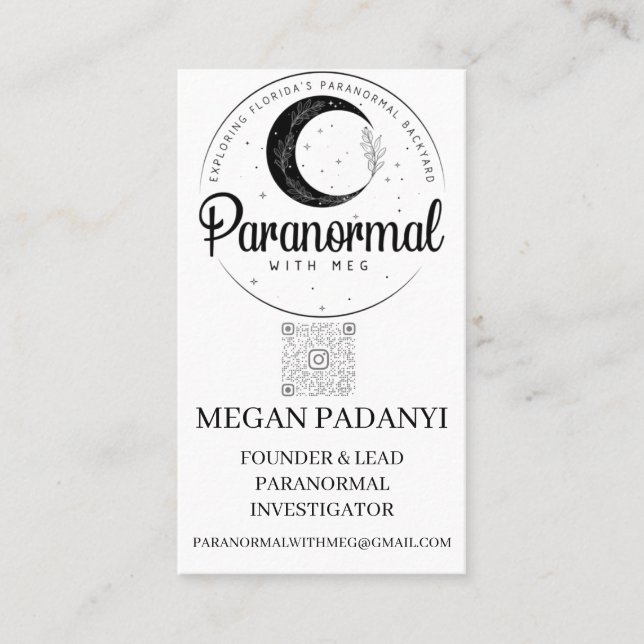 Paranormal with Meg Vertical with Photo Business Card (Front)