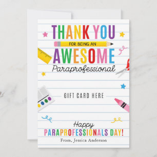 Paraprofessional Appreciation Day Gift Card Holder