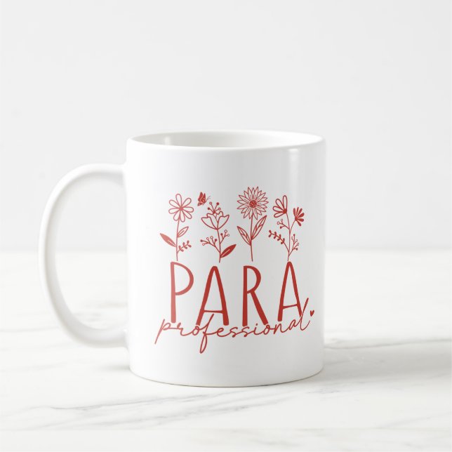 Paraprofessional, flowers, simple design coffee mug (Left)