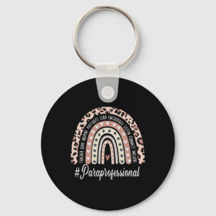 Paraprofessional Life Boho Leopard Rainbow Back To Key Ring