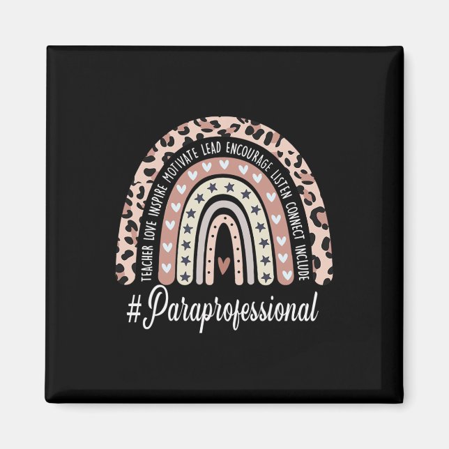 Paraprofessional Life Boho Leopard Rainbow Back To Magnet (Front)