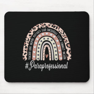 Paraprofessional Life Boho Leopard Rainbow Back To Mouse Pad