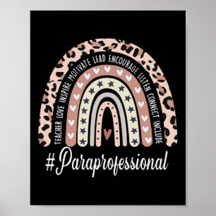 Paraprofessional Life Boho Leopard Rainbow Back To Poster