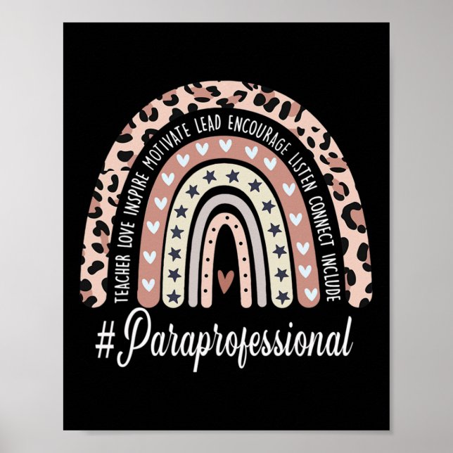 Paraprofessional Life Boho Leopard Rainbow Back To Poster (Front)