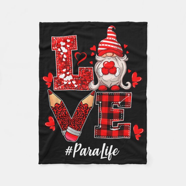 Paraprofessional Para Squad Love Gnome Happy Valen Fleece Blanket (Front)