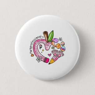 Paraprofessional Pencil Apple Bunny Eggs Easter Da 6 Cm Round Badge