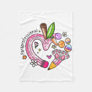 Paraprofessional Pencil Apple Bunny Eggs Easter Da Fleece Blanket