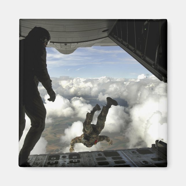 Pararescuemen jump out the back of a C-130 Magnet (Front)